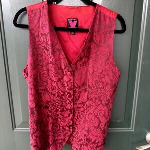 VTG Virginia's Slims Cigarettes 80's Women Sz S/M Brocade Vest Tobacco Branded